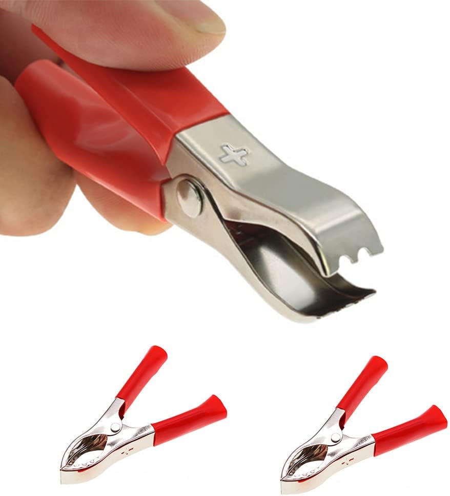 4Pcs TopJinzhiOne Insulated Alligator Clips - Copper Plated Electric Test Clips for Car Truck - Red/Black 30A