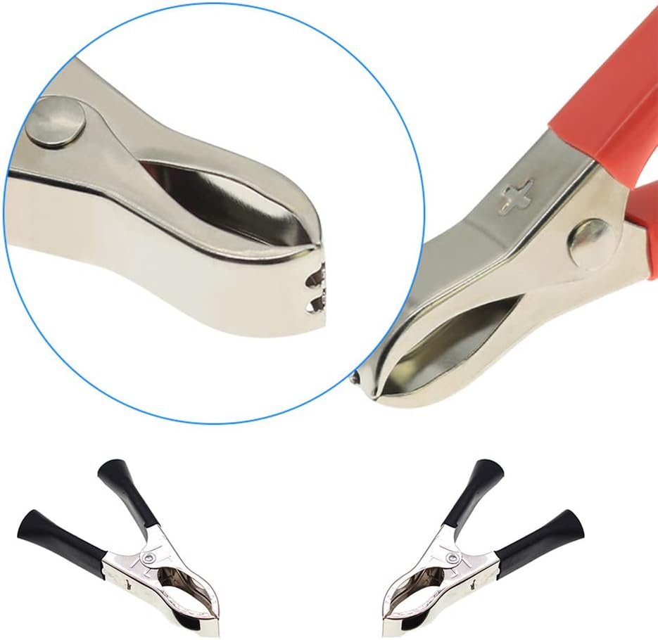 4Pcs TopJinzhiOne Insulated Alligator Clips - Copper Plated Electric Test Clips for Car Truck - Red/Black 30A