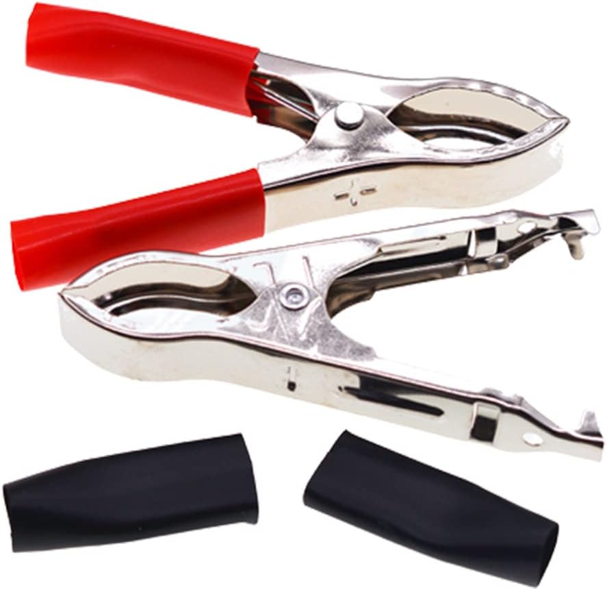 4Pcs TopJinzhiOne Insulated Alligator Clips - Copper Plated Electric Test Clips for Car Truck - Red/Black 30A