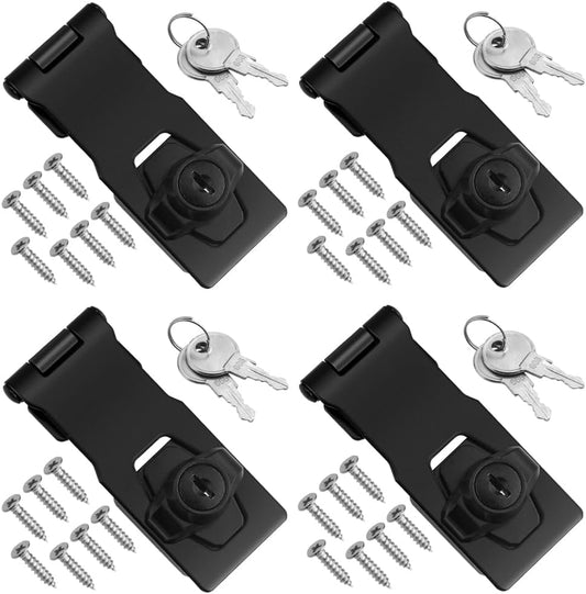 4PCS TOVOT 4" Keyed Hasp Locks for Cabinet Drawer - Padlock Latches with Keyed Alike System - WildKart