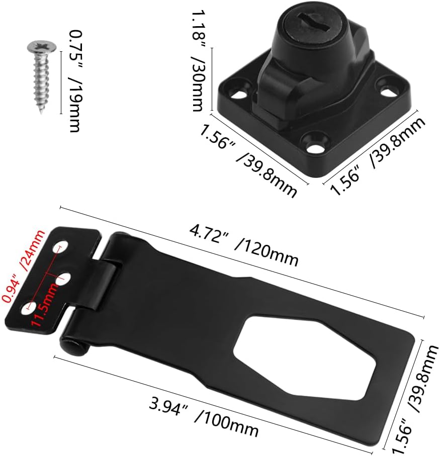 4PCS TOVOT 4" Keyed Hasp Locks for Cabinet Drawer - Padlock Latches with Keyed Alike System - WildKart