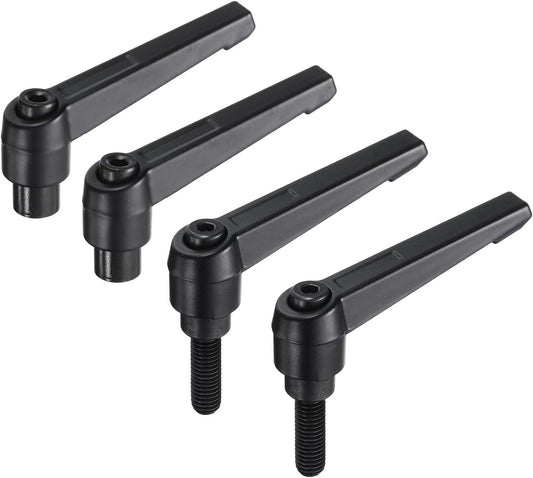4pcs uxcell Black Clamping Lever Adjustable Handle Set M8 x 25mm Male & Female Thread Level Handles for Lathe Machinery