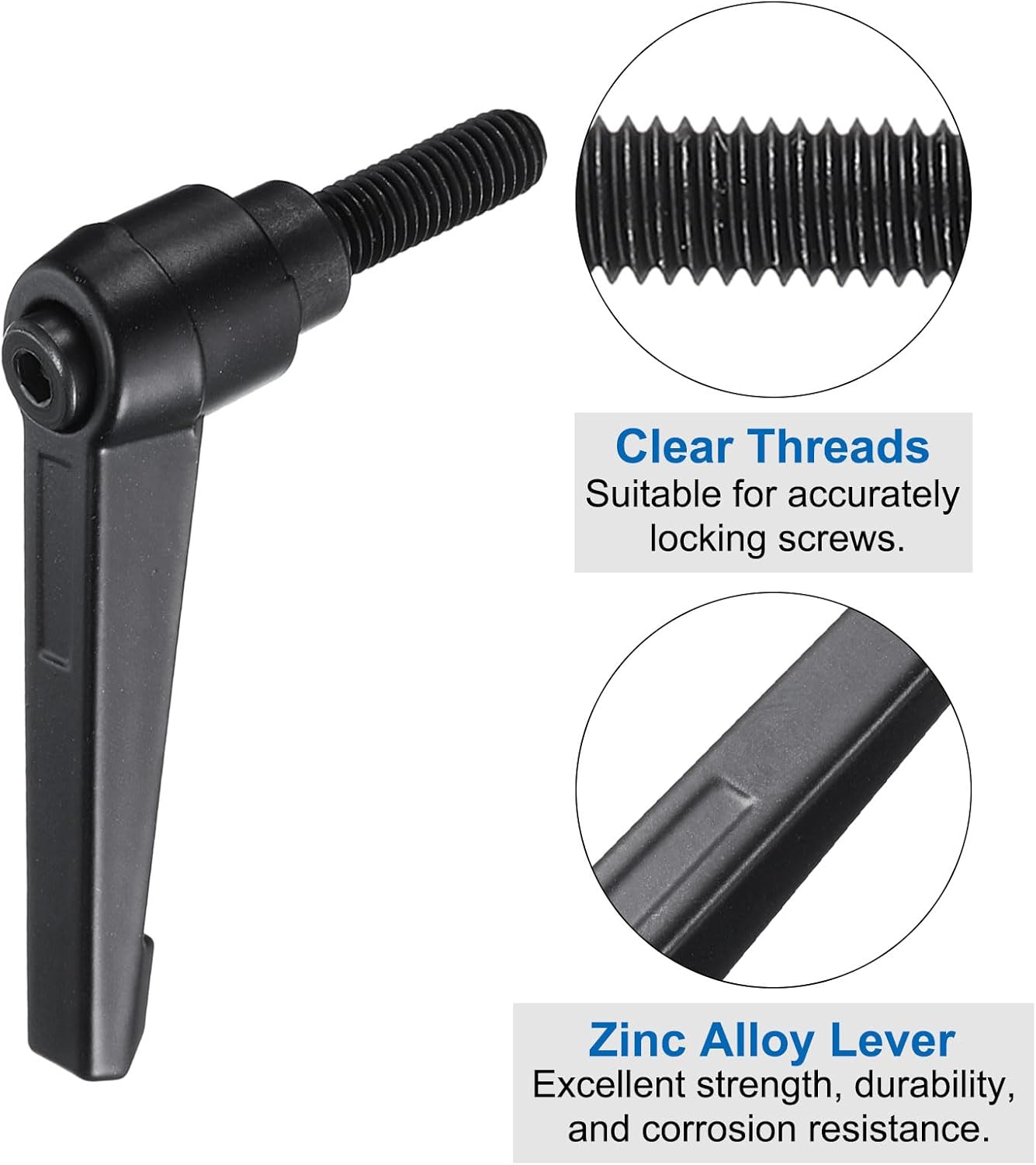 4pcs uxcell Black Clamping Lever Adjustable Handle Set M8 x 25mm Male & Female Thread Level Handles for Lathe Machinery
