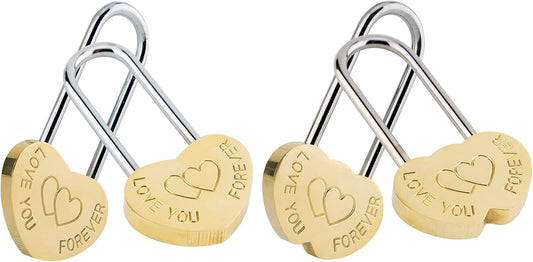 4PCS VeYocilk Love Lock Heart Padlock - 3.5" 50mm Wish Lock for Fence & Bridge - Everlasting Love Symbol (NO Key)