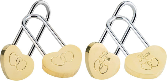4PCS VeYocilk Love Lock Heart Padlock - 3.5" 50mm Wish Lock for Fence & Bridge - Everlasting Love Symbol (No Key)