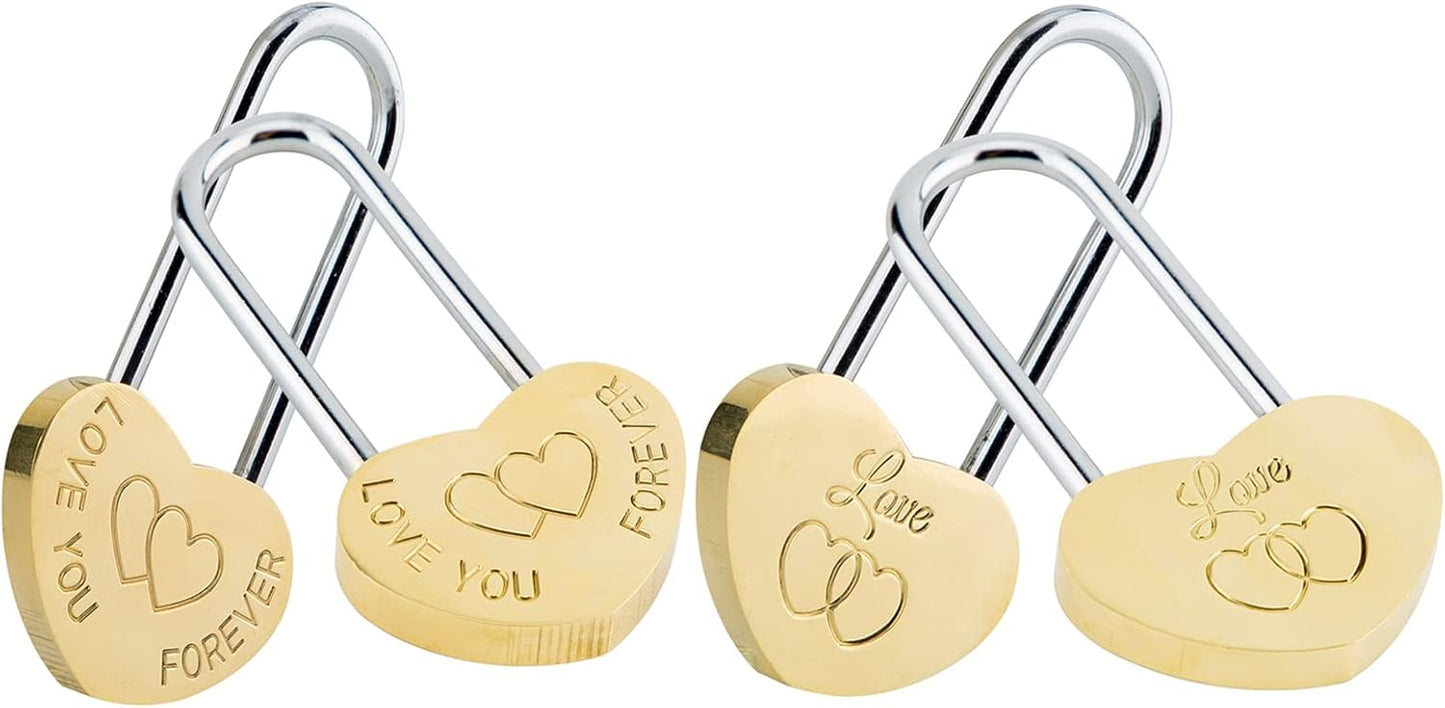 4PCS VeYocilk Love Lock Heart Padlock - 3.5" 50mm Without Key for Eternal Love on Fence & Bridge