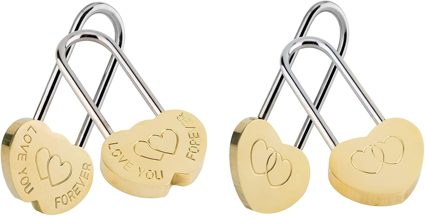 4PCS VeYocilk Love Lock Heart Padlock - 3.5" 50mm Wish Lock for Eternal Love on Fence or Bridge