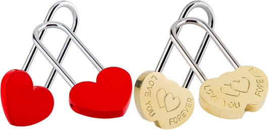 4PCS VeYocilk Love Lock Heart Padlock - 3.5" 50mm Wish Lock for Fence & Bridge - Everlasting Love Symbol (No Key)
