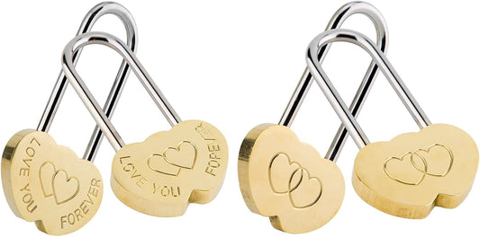 4PCS VeYocilk Love Lock Heart Padlock - 3.5" 50mm Wish Lock for Fence & Bridge - No Key Needed