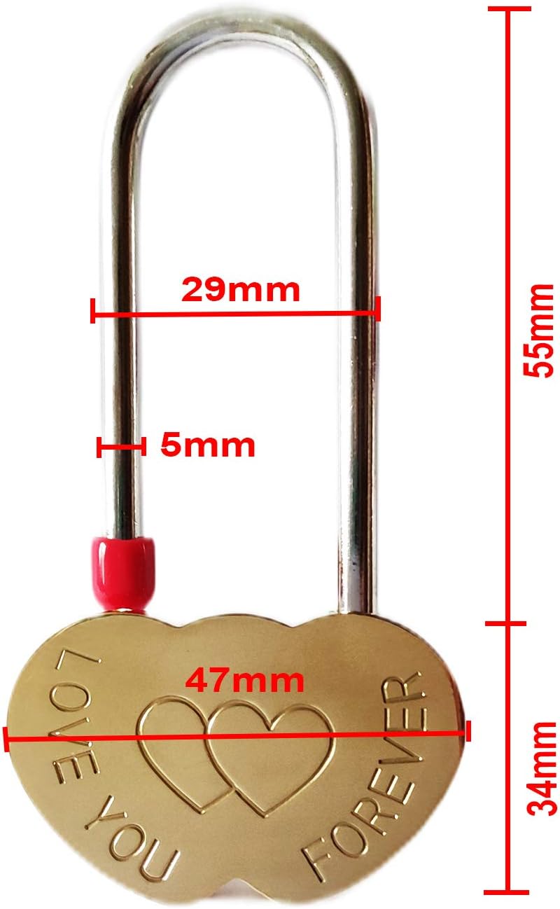 4PCS VeYocilk Love Lock Heart Padlock - 3.5" 50mm Wish Lock for Eternal Love on Fence or Bridge