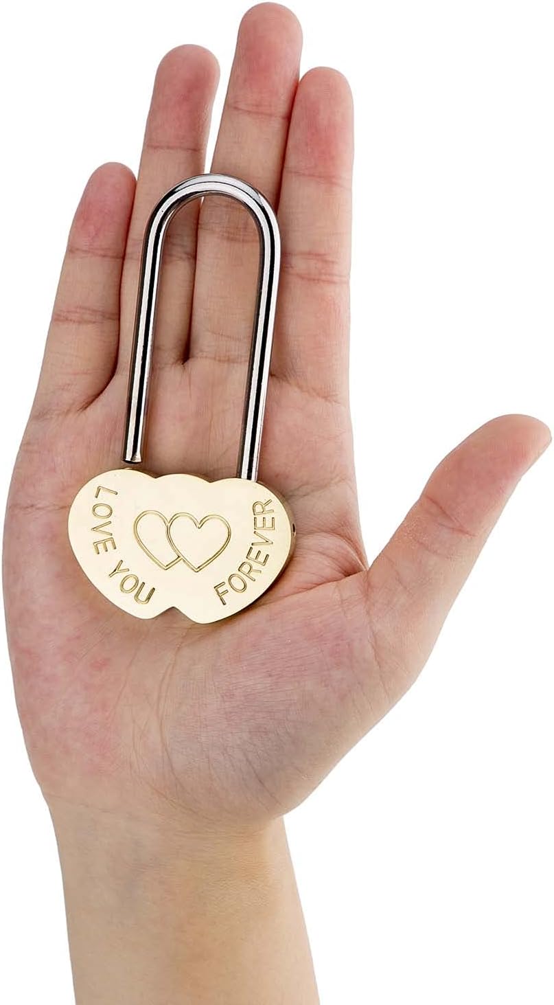 4PCS VeYocilk Love Lock Heart Padlock - 3.5" 50mm Wish Lock for Eternal Love on Fence or Bridge