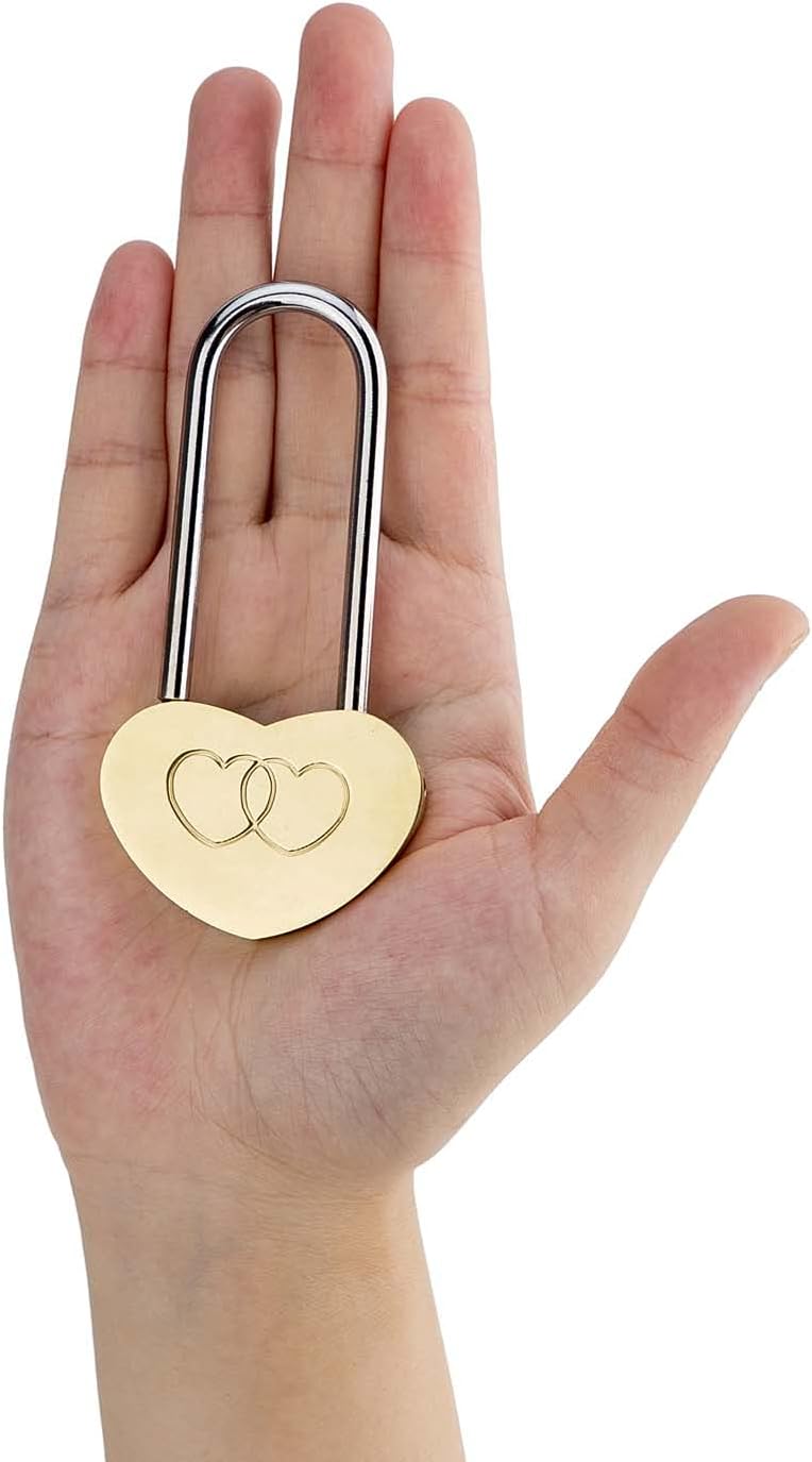 4PCS VeYocilk Love Lock Heart Padlock - 3.5" 50mm Wish Lock for Fence & Bridge - Everlasting Love Symbol (No Key)