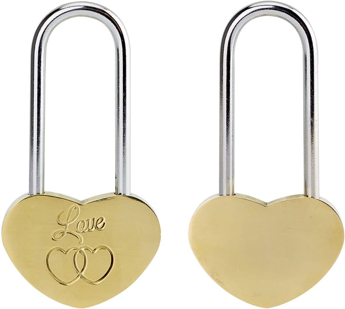 4PCS VeYocilk Love Lock Heart Padlock - 3.5" 50mm Wish Lock for Fence & Bridge - Everlasting Love Symbol (No Key)