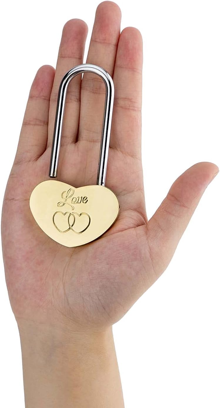 4PCS VeYocilk Love Lock Heart Padlock - 3.5" 50mm Without Key for Eternal Love on Fence & Bridge