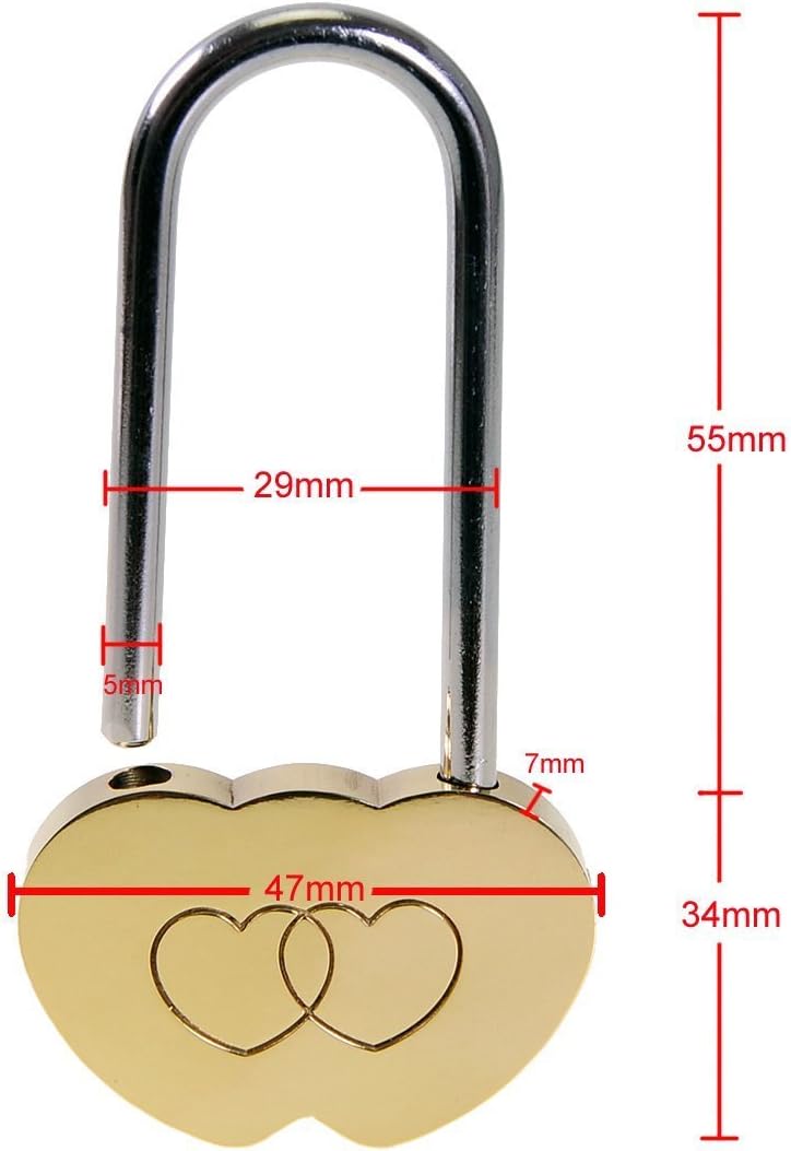 4PCS VeYocilk Love Lock Heart Padlock 3.5" 50mm - Everlasting Love Symbol for Fence & Bridge - Keyless Wish Lock