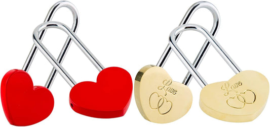 4PCS VeYocilk Love Lock Heart Padlock Without Key 3.5" 50mm - Everlasting Love for Fence and Bridge