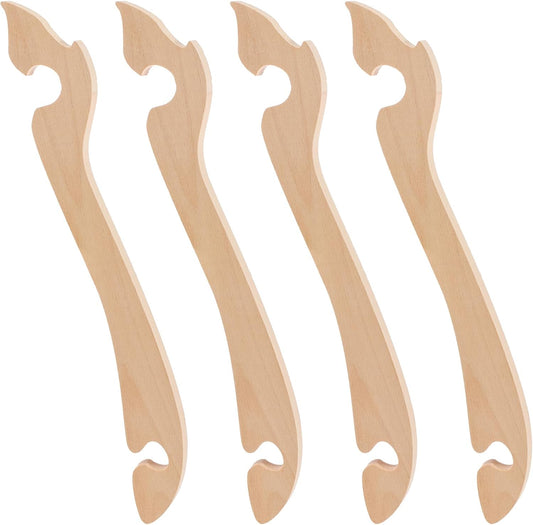 4PCS Wood Oven Rack Puller Set with Curved Handle - Long Handle Toaster Oven Tool for Kitchen Oven, Toaster Oven, Air Fryer - Oven Rack Push/Pull Tool with Hook