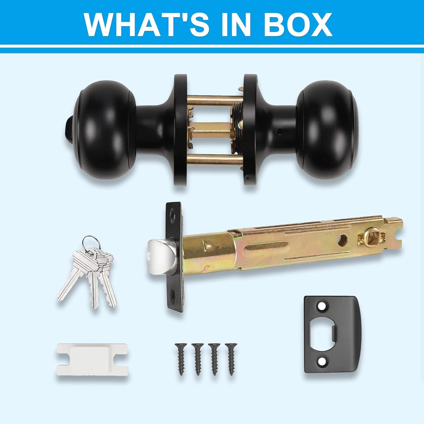 5" Backset Entry Door Latch with Keyed Knobset, Square Interface, Matte Black