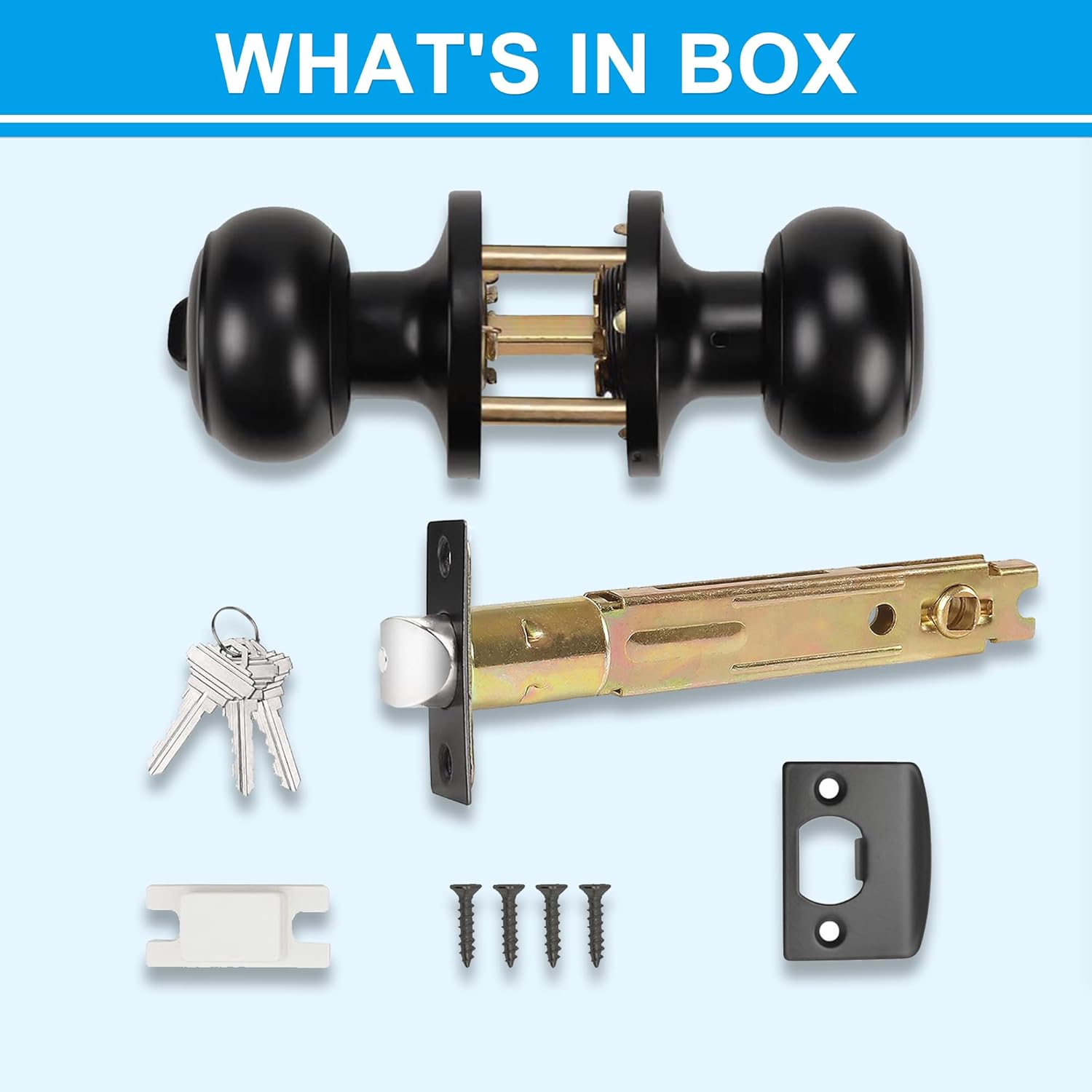 5" Backset Entry Door Latch with Keyed Knobset, Square Interface, Matte Black