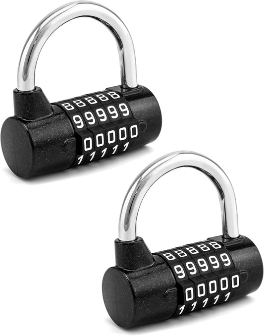5-Digit Weatherproof Steel Padlock Set - 2 Pack, 5 Letter Word Lock Combination for Safety