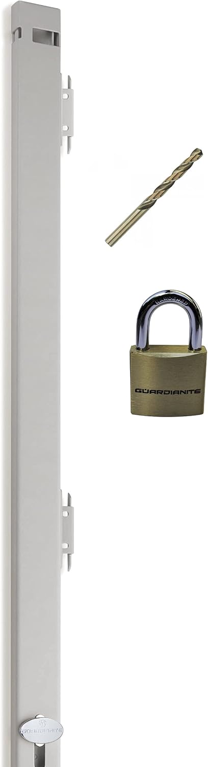 5-Drawer File Cabinet Locking Bar with Padlock and Drill Bit - Beige Guardianite Security Bar for File Cabinets