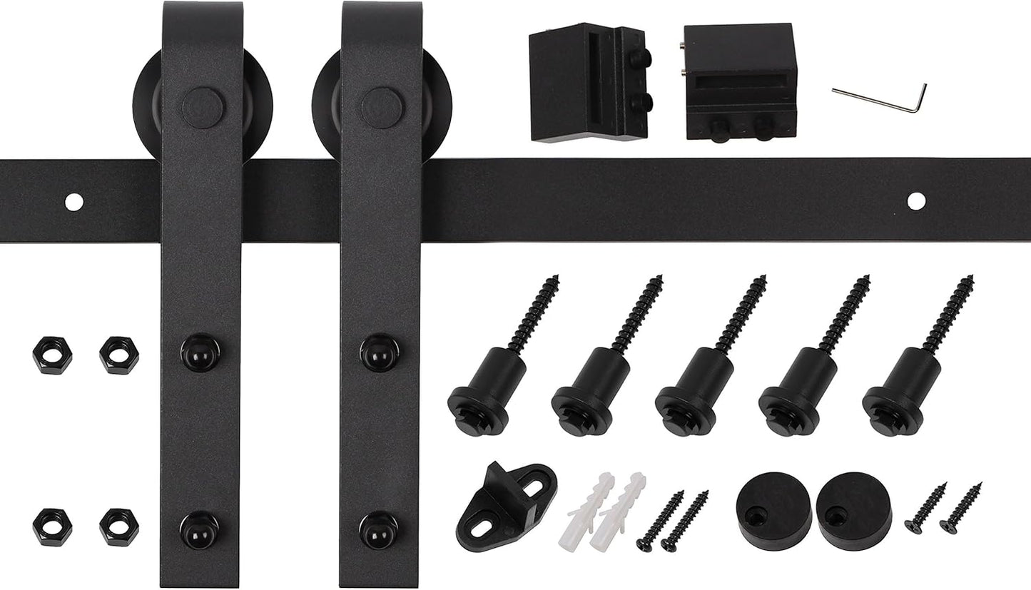 5 FT Sliding Barn Wood Door Hardware Kit - U-MAX Basic Sliding Track (Basic "J") - WildKart