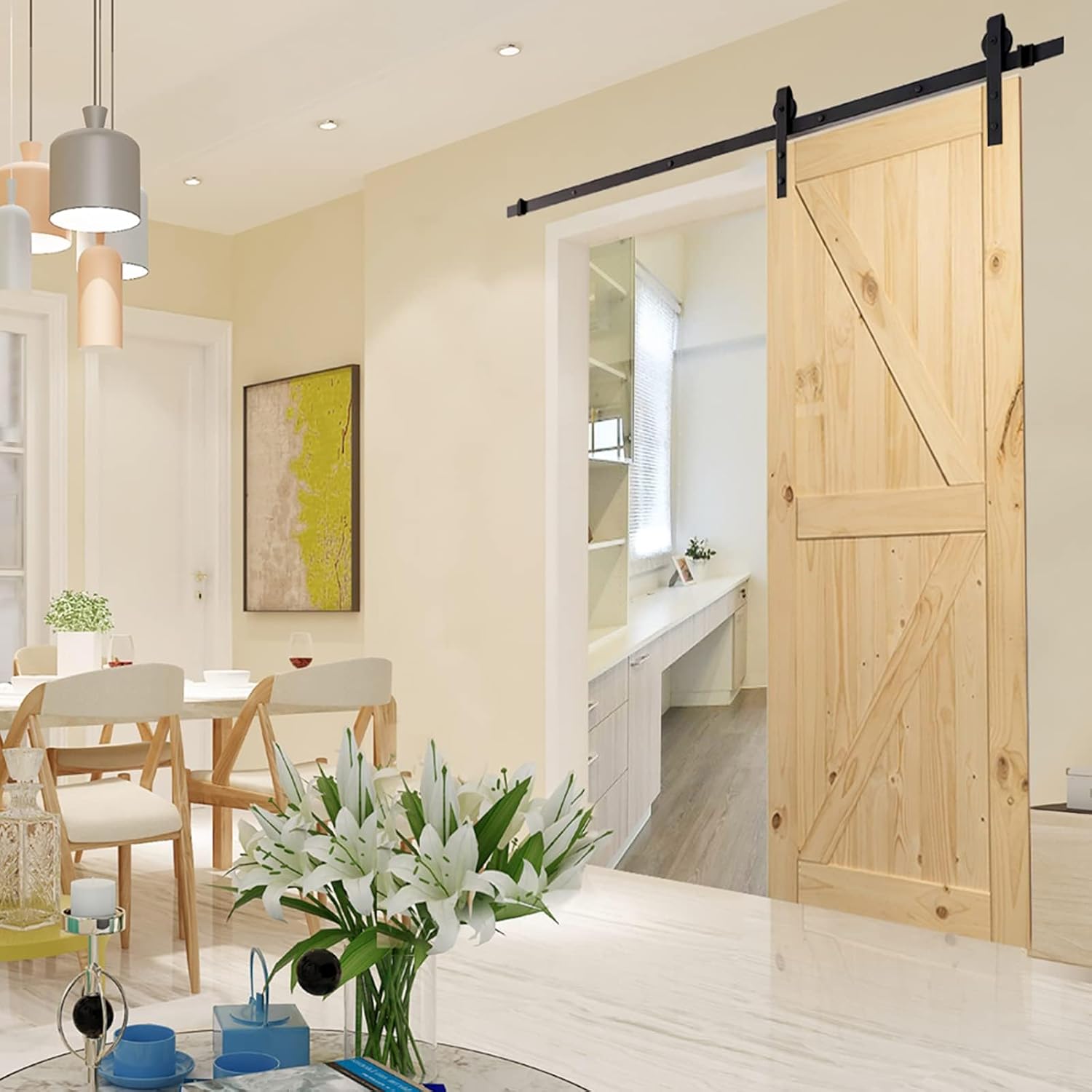5 FT Sliding Barn Wood Door Hardware Kit - U-MAX Basic Sliding Track (Basic "J") - WildKart