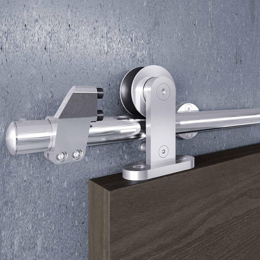 5 FT Top Mount Stainless Steel Sliding Barn Door Hardware Kit - Modern, Heavy Duty, Anti-Rust, Smooth & Quiet Slide - Easy Install - For 26"~30" Wide Single Door - WildKart