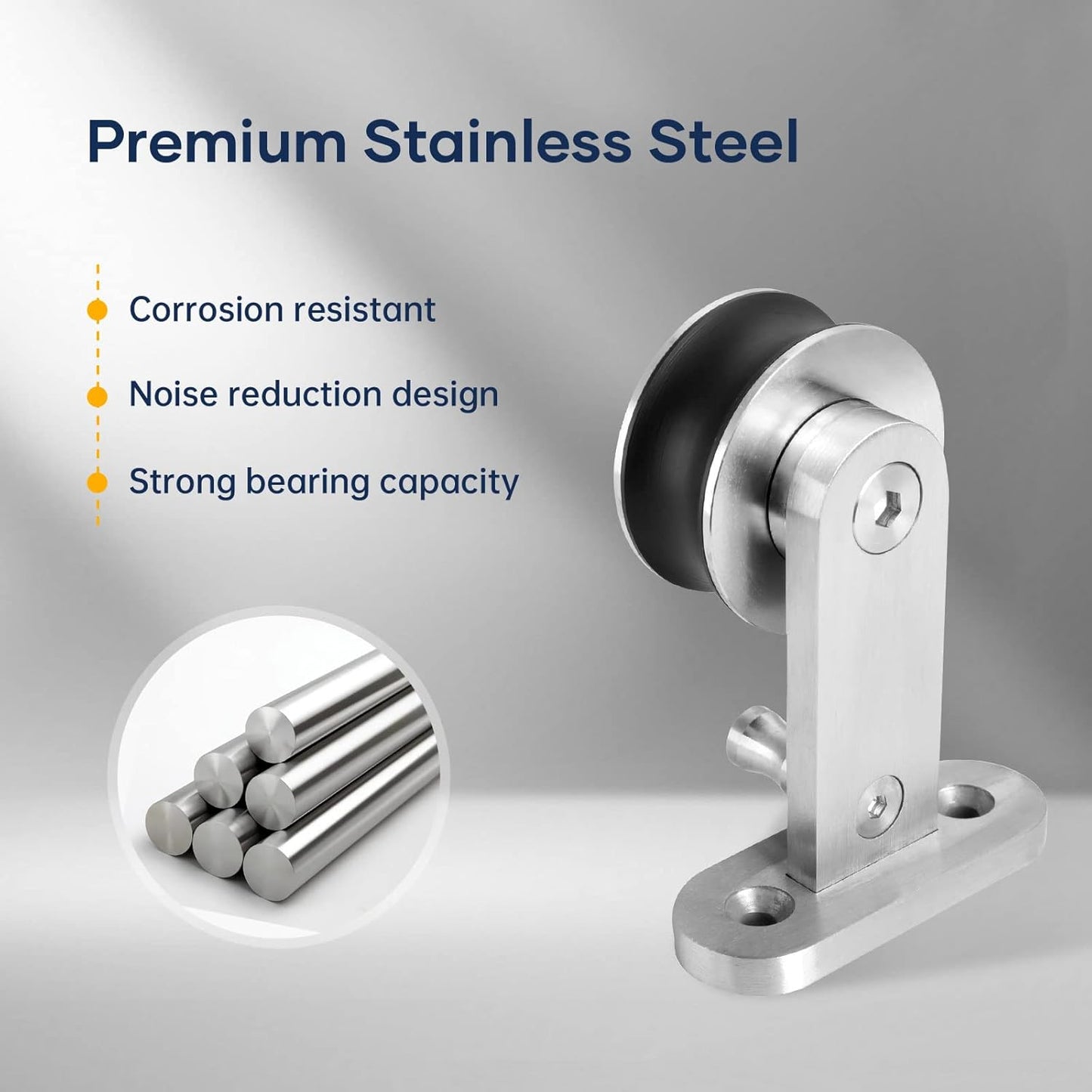 5 FT Top Mount Stainless Steel Sliding Barn Door Hardware Kit - Modern, Heavy Duty, Anti-Rust, Smooth & Quiet Slide - Easy Install - For 26"~30" Wide Single Door - WildKart