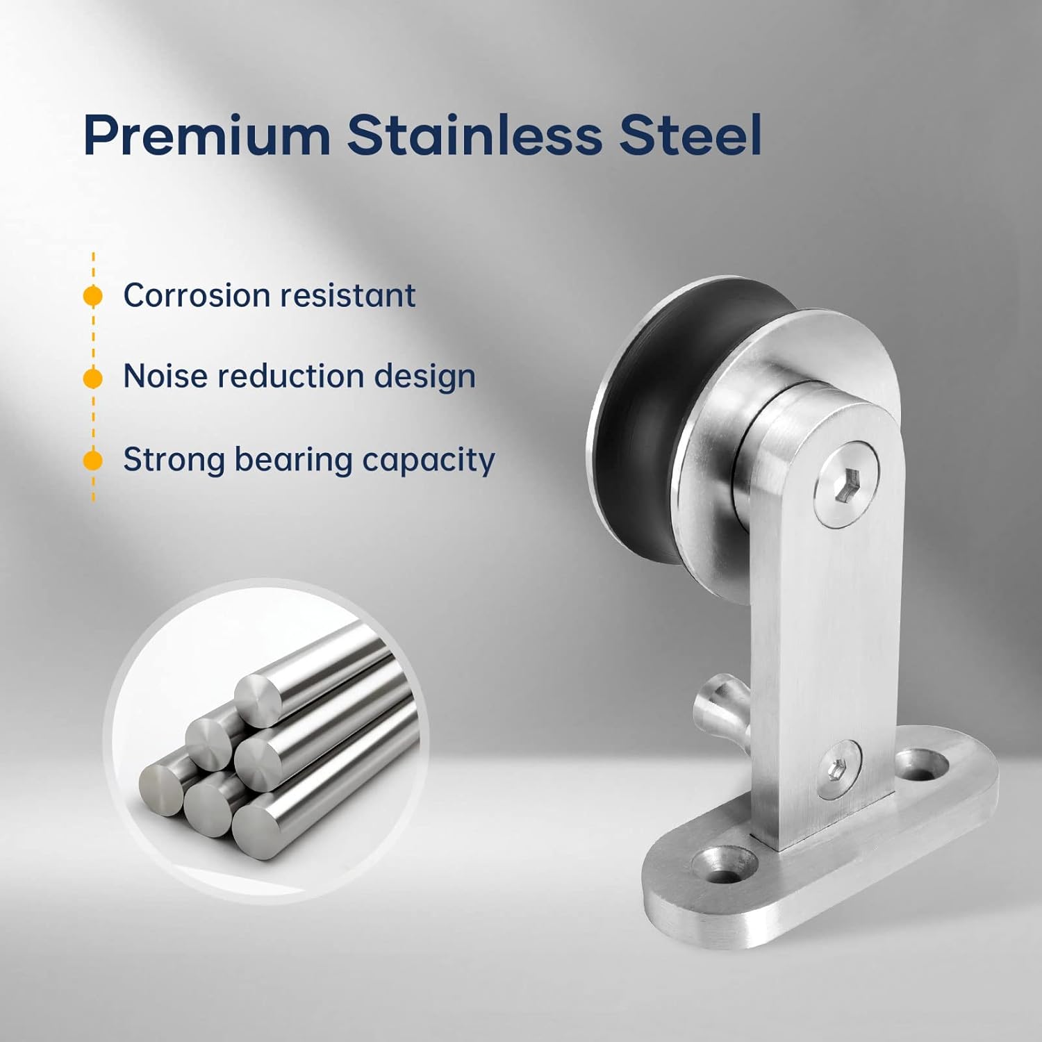 5 FT Top Mount Stainless Steel Sliding Barn Door Hardware Kit - Modern, Heavy Duty, Anti-Rust, Smooth & Quiet Slide - Easy Install - For 26"~30" Wide Single Door - WildKart