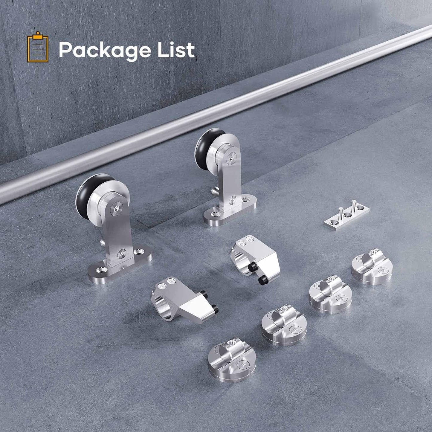 5 FT Top Mount Stainless Steel Sliding Barn Door Hardware Kit - Modern, Heavy Duty, Anti-Rust, Smooth & Quiet Slide - Easy Install - For 26"~30" Wide Single Door - WildKart