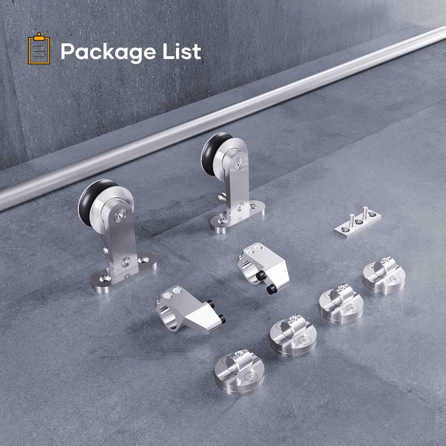5 FT Top Mount Stainless Steel Sliding Barn Door Hardware Kit - Modern, Heavy Duty, Anti-Rust, Smooth & Quiet Slide - Easy Install - For 26"~30" Wide Single Door - WildKart