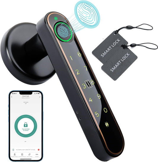 5-in-1 Smart Fingerprint Door Lock for Bedroom Home Hotel Office Apartment - Bluetooth, Code, IC Card, Key - Biometric Technology
