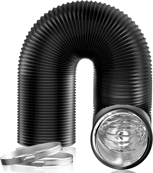 5 Inch Black Flexible Ducting - 16 FT Long HVAC Ventilation Air Hose for Grow Tents, Dryer Rooms, Kitchen by Hon&Guan
