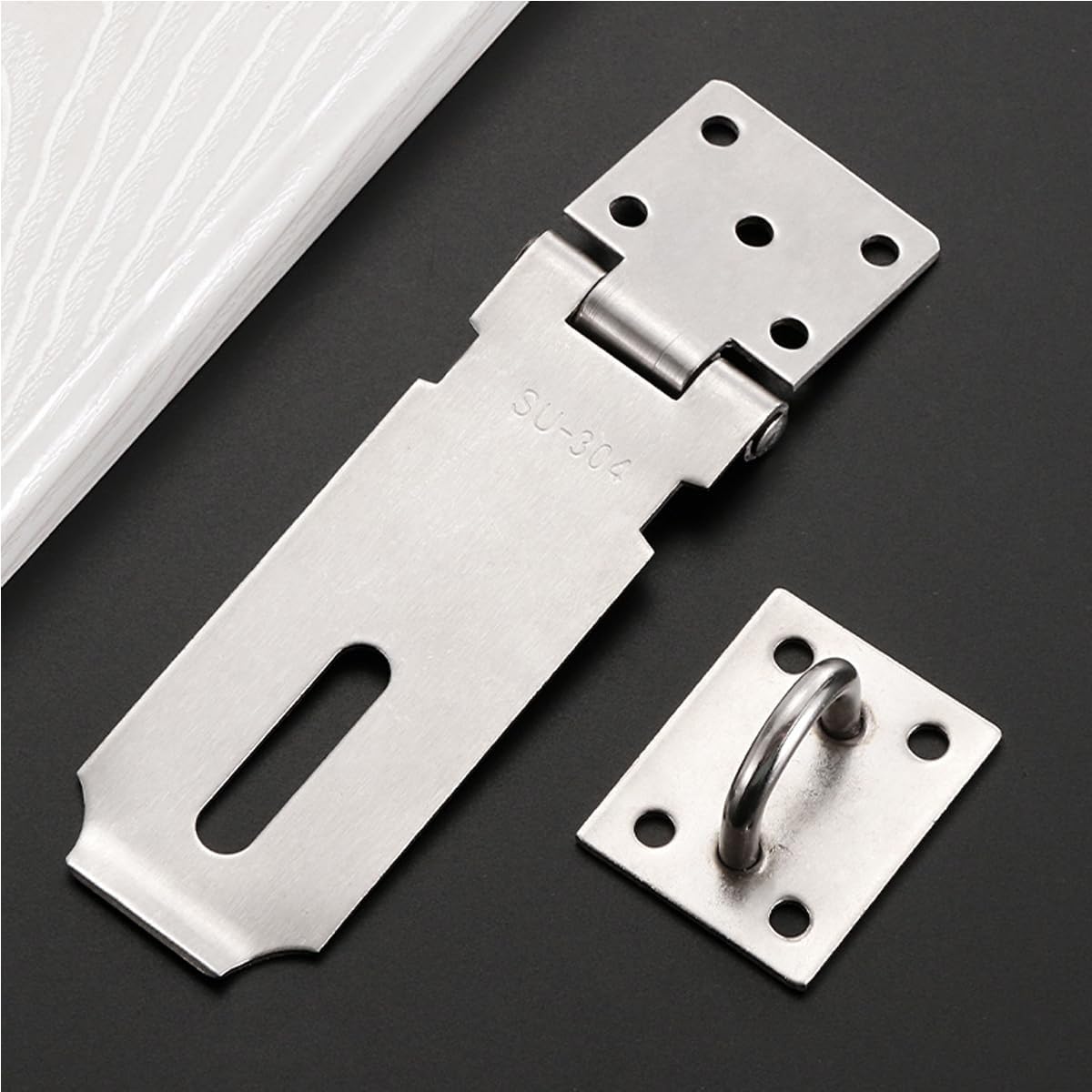 5-Inch Stainless Steel Door Hasp Latch Lock with Screw for Doors, Gates, and Cabinets - WildKart