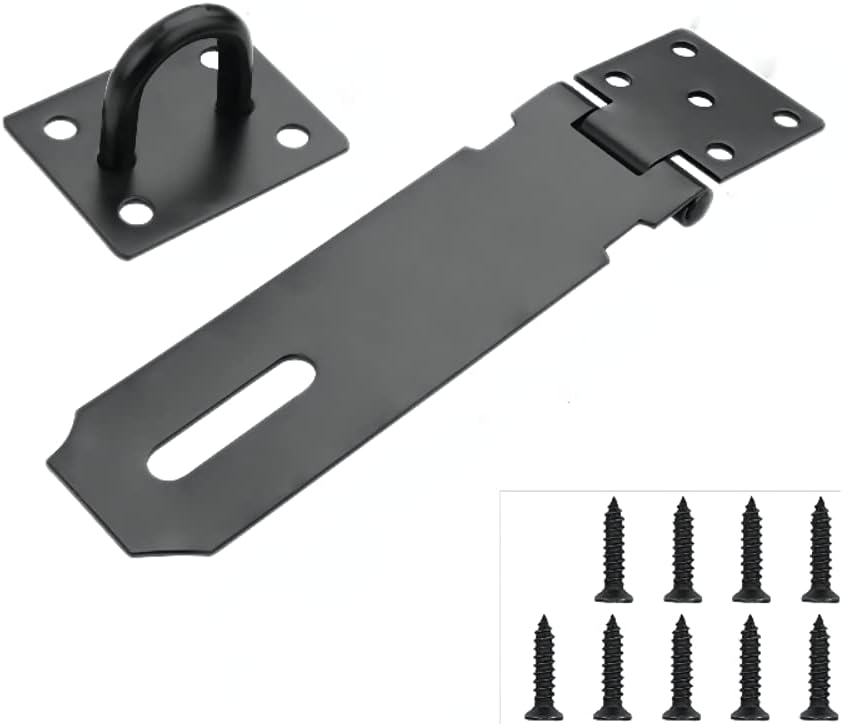 5-Inch Stainless Steel Door Hasp Latch with Black Matte Finish for Gate Locks - WildKart