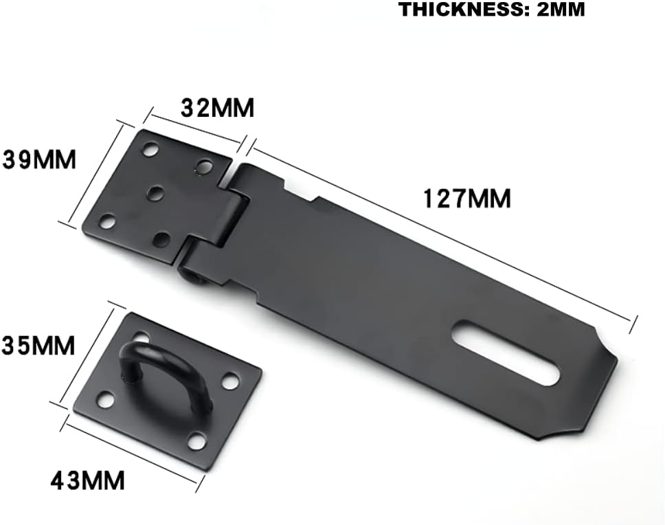 5-Inch Stainless Steel Door Hasp Latch with Black Matte Finish for Gate Locks - WildKart