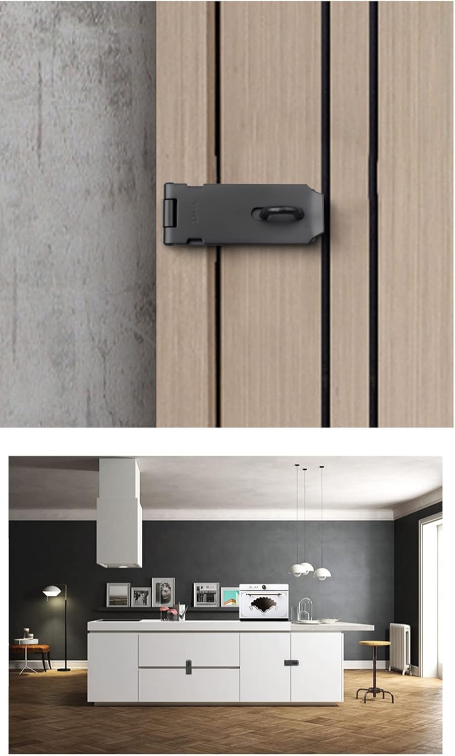 5-Inch Stainless Steel Door Hasp Latch with Black Matte Finish for Gate Locks - WildKart