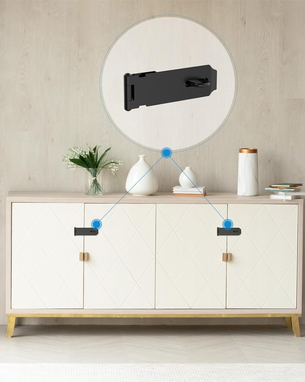 5 Inch Stainless Steel Door Hasp Lock Latch for Shed, Drawers, Cabinets - Black (1pc)