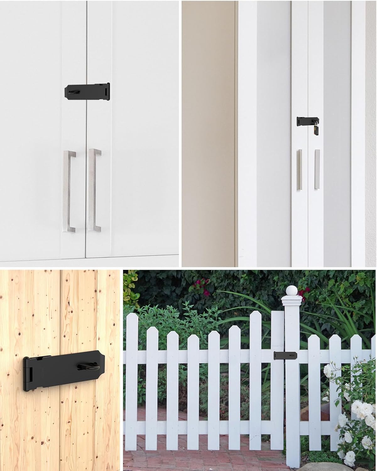 5 Inch Stainless Steel Door Hasp Lock Latch for Shed, Drawers, Cabinets - Black (1pc)