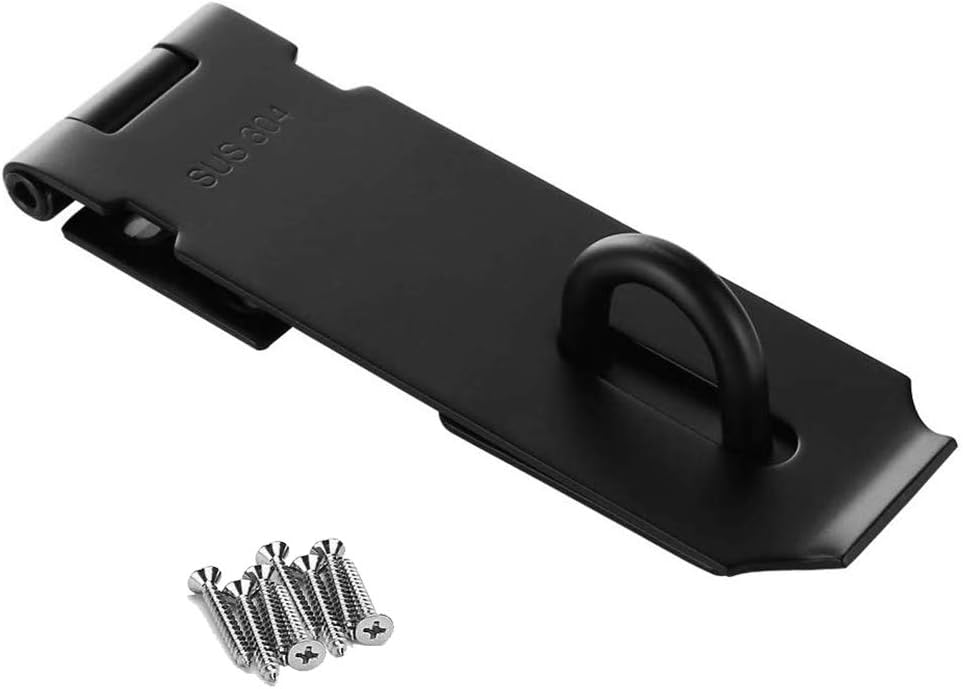 5 Inch Stainless Steel Matte Black Finish Padlock Hasp Door Clasp Gate Lock Latch