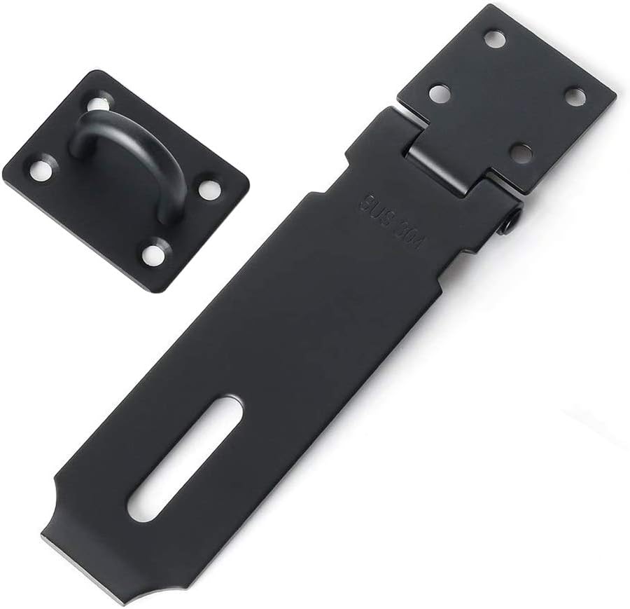 5 Inch Stainless Steel Matte Black Finish Padlock Hasp Door Clasp Gate Lock Latch