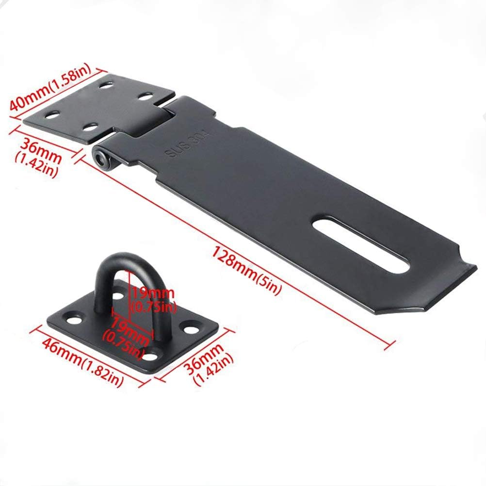 5 Inch Stainless Steel Matte Black Finish Padlock Hasp Door Clasp Gate Lock Latch