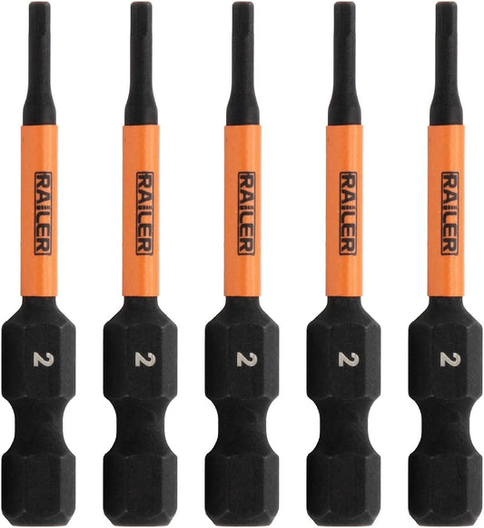 5-Pack 2mm Hex Impact Driver Bits with Quick-Release Railer Allen Wrench Drill - S2 Steel, 2-Inch Length