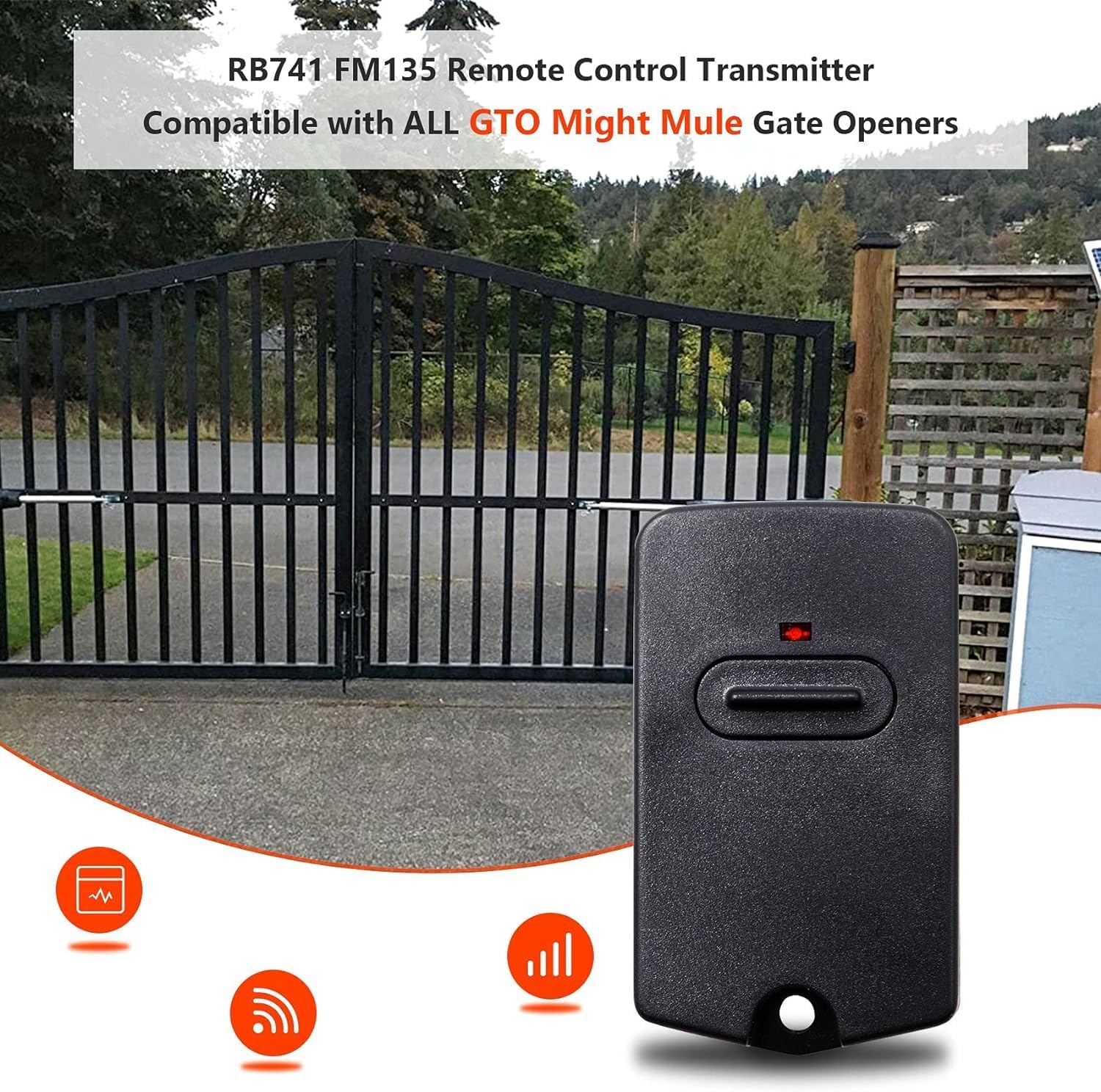 5 Pack 318MHz Gate Remote Control for Mighty Mule Gate Opener - Compatible with GTO Gate Openers - FM135 Gate Transmitter for MM371W, MM572W - Garage Door Entry Controller