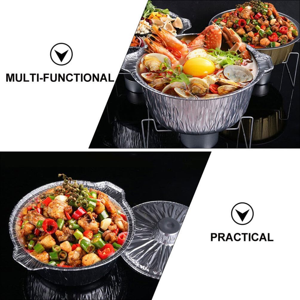 5-Pack 8 Inch Round Tin Foil Pans with Lids - Disposable Aluminum Pie Pans for Baking, Roasting, and Cooking - 1150ml Capacity