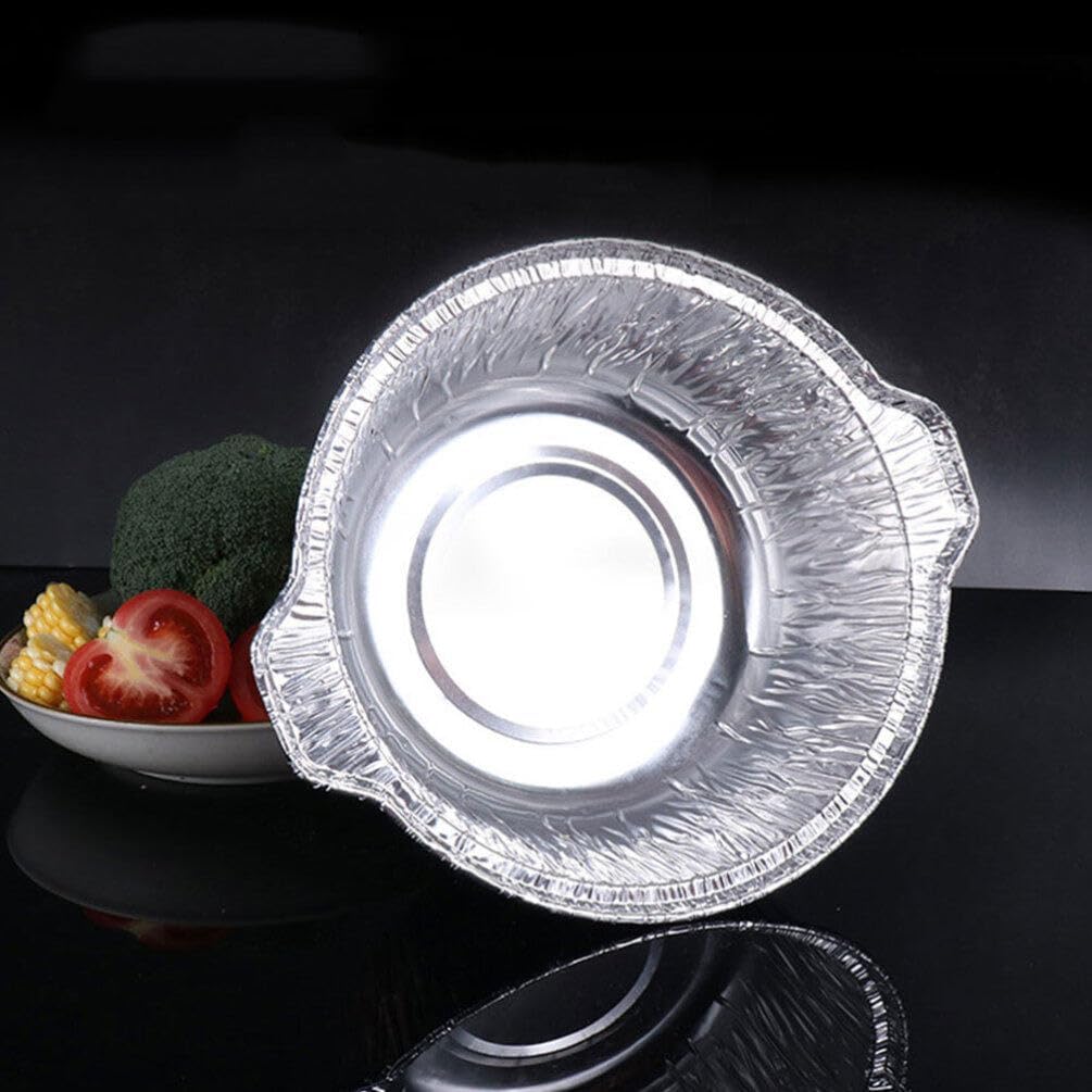 5-Pack 8 Inch Round Tin Foil Pans with Lids - Disposable Aluminum Pie Pans for Baking, Roasting, and Cooking - 1150ml Capacity