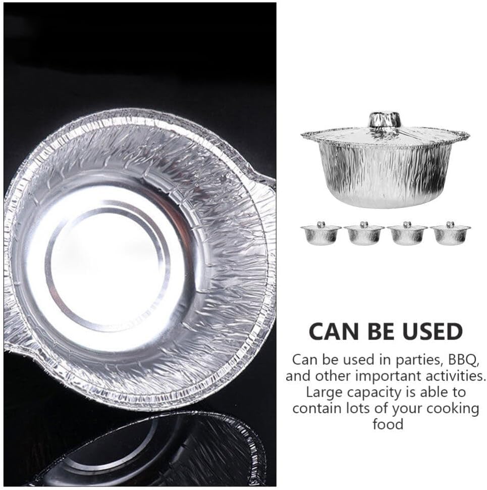 5-Pack 8 Inch Round Tin Foil Pans with Lids - Disposable Aluminum Pie Pans for Baking, Roasting, and Cooking - 1150ml Capacity