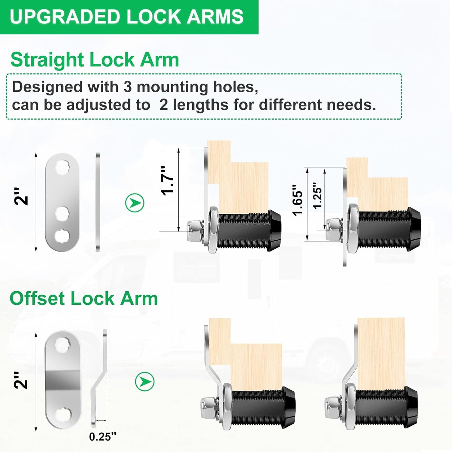 5 Pack Cylinnda Cabinet Locks with Keys - 1" RV Storage Locks Keyed Alike for Storage Door, Camper Toolbox, Manual Included - Black (5 Pack, 1 Inch)