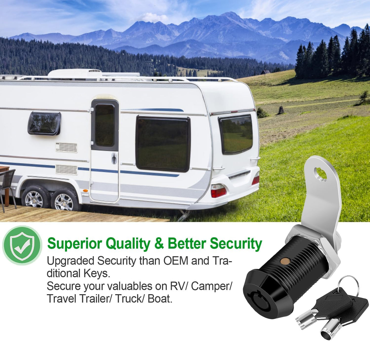 5 Pack Cylinnda Cabinet Locks with Keys - 1" RV Storage Locks Keyed Alike for Storage Door, Camper Toolbox, Manual Included - Black (5 Pack, 1 Inch)